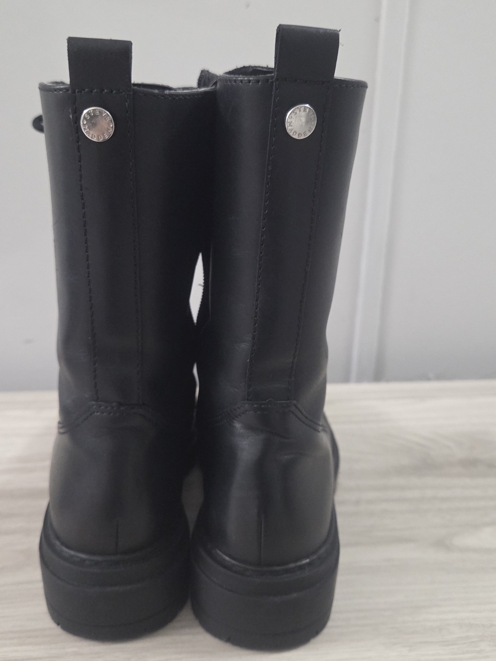Steve Madden Black Lace-Up Combat Boots with Side Zipper Y2k 71/2 . - Picture 3 of 9